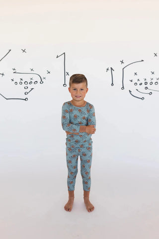 Bamboo Long Sleeve Pajama Set - Green Football In My Jammers Size: 3T