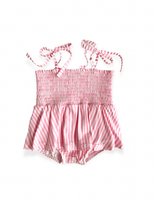 In My Jammers Smocked Bubble Romper - Pink Stripe | Baby Riddle