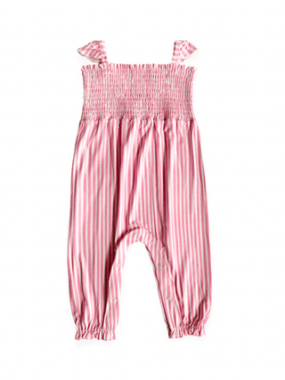 In My Jammers Smocked Bubble Jumpsuit - Pink Stripe | Baby Riddle