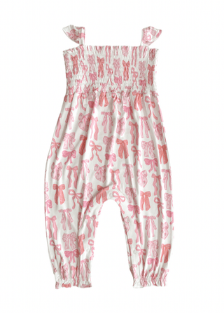 In My Jammers Smocked Bubble Jumpsuit - Spring Floral Bows | Baby Riddle