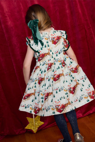 Cotton Jennifer Dress - Santa Sleigh
