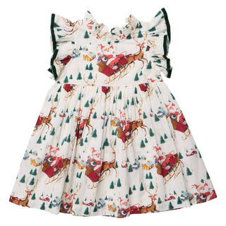 Cotton Jennifer Dress - Santa Sleigh