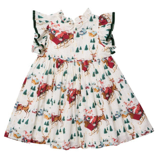 Cotton Jennifer Dress - Santa Sleigh