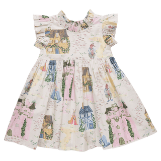 Cotton Jennifer Dress - Whimsical Castle Pink Chicken Size: 2T