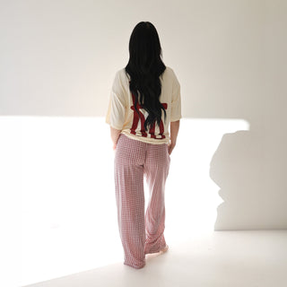 Short Sleeve Women's Bamboo Lounge Set - Milk & Window Pane Adult Pajama forever french baby Size: Small