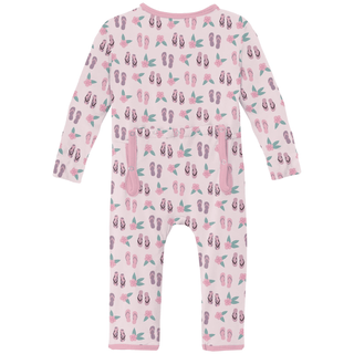 Bamboo Coverall with 2-Way Zipper - Shrinking Violet Flip Flops and Flowers KicKee Pants Size: 9-12 Months