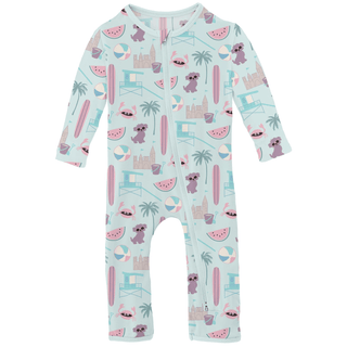 Bamboo Coverall with 2-Way Zipper - Fresh Air Beach Day KicKee Pants Size: 9-12 Months