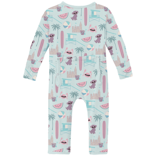 Bamboo Coverall with 2-Way Zipper - Fresh Air Beach Day KicKee Pants Size: 9-12 Months