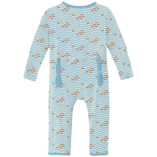 Bamboo Coverall with 2-Way Zipper - Fresh Air Little Fishy KicKee Pants Size: 9-12 Months