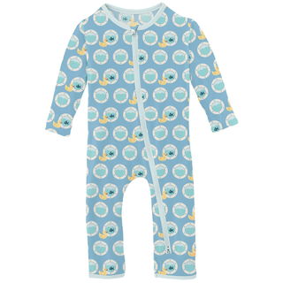 Bamboo Coverall with 2-Way Zipper - Seaside Blue Porthole Rubber Ducky KicKee Pants Size: 9-12 Months