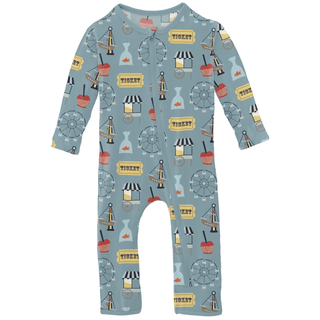 Bamboo Coverall with 2-Way Zipper - Stormy Sea Fall FairKicKee PantsSize: 9-12 Months