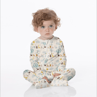 Bamboo Footie with 2-Way Zipper - Natural Animal Parade KicKee Pants Size: Newborn