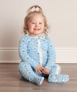 Bamboo Footie with 2-Way Zipper - Seaside Blue Porthole Rubber Ducky KicKee Pants Size: Newborn