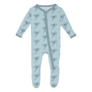 Bamboo Footie with 2-Way Zipper - Spring Sky Happy TornadoKicKee PantsSize: Newborn
