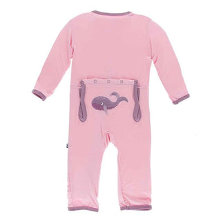 Bamboo Applique Coverall with Zipper - Lotus Whales Baby & Toddler Sleepwear