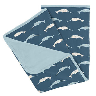 Baby Boys Print Bamboo Stroller Blanket - Deep Sea Narwhal Swaddling & Receiving Blankets