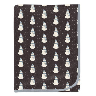 Baby Boys Print Bamboo Swaddling Blanket - Midnight Tiny Snowman Swaddling Blankets