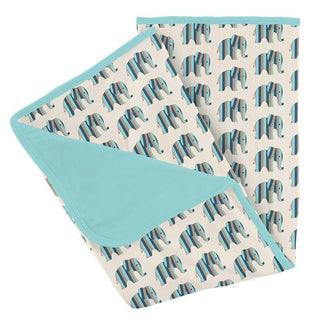Baby Boys Print Bamboo Stroller Blanket - Natural Elephant Stripe Swaddling & Receiving Blankets