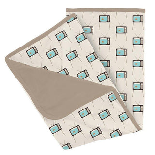 Baby Boys Print Bamboo Stroller Blanket - Natural Vintage TV Swaddling & Receiving Blankets