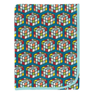 Baby Boys Print Bamboo Swaddling Blanket - Cerulean Blue Puzzle Cube Swaddling Blankets