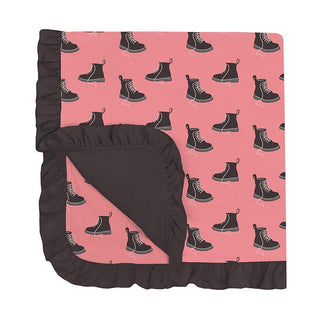 Baby Girls Print Bamboo Ruffle Stroller Blanket - Strawberry Boots Swaddling & Receiving Blankets