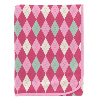 Baby Girls Print Bamboo Swaddling Blanket - Flamingo Argyle Swaddling Blankets