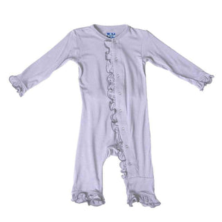 Girl's Solid Bamboo Classic Ruffle Coverall with Snaps - Lilac Baby & Toddler Sleepwear