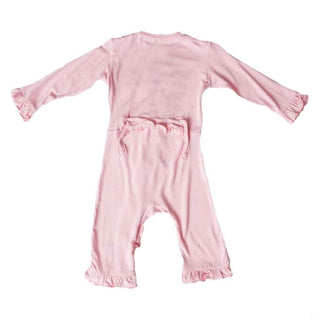 Girl's Solid Bamboo Classic Ruffle Coverall with Snaps - Lotus Baby & Toddler Sleepwear