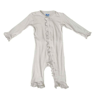 Girl's Solid Bamboo Classic Ruffle Coverall with Snaps - Natural Baby & Toddler Sleepwear