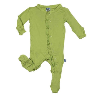 Girl's Solid Bamboo Classic Ruffle Footie with Snaps - Meadow Baby & Toddler Sleepwear
