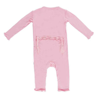 Girl's Solid Bamboo Muffin Ruffle Coverall with Snaps - Lotus Baby & Toddler Sleepwear