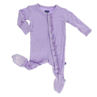 Girl's Solid Bamboo Muffin Ruffle Footie with Snaps - Lilac Baby & Toddler Sleepwear