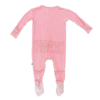 Girl's Solid Bamboo Muffin Ruffle Footie with Snaps - Lotus Baby & Toddler Sleepwear
