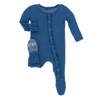 Girl's Solid Bamboo Muffin Ruffle Footie with Snaps - Twilight Baby & Toddler Sleepwear