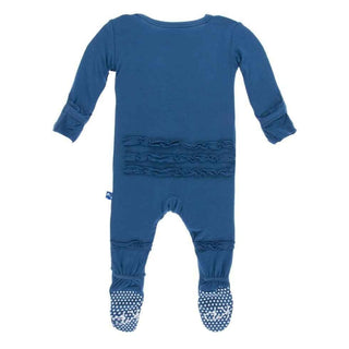Girl's Solid Bamboo Muffin Ruffle Footie with Snaps - Twilight Baby & Toddler Sleepwear