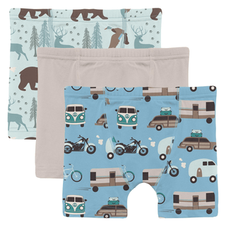 Kickee Pants Boxer Briefs (Set of 3) - Fresh Air Forest Adventure, Latte & Seaside Blue On the Way | Baby Riddle