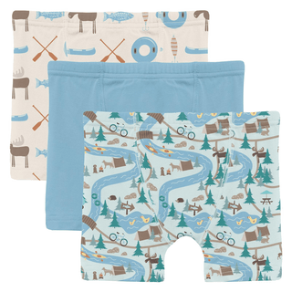 Kickee Pants Boxer Briefs (Set of 3) - Natural Lake Life, Seaside Blue & Fresh Air Campground Map | Baby Riddle