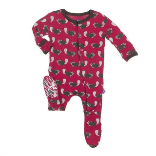 Boy's Bamboo Footie with Snaps, Crimson Busy Beaver Baby & Toddler Sleepwear