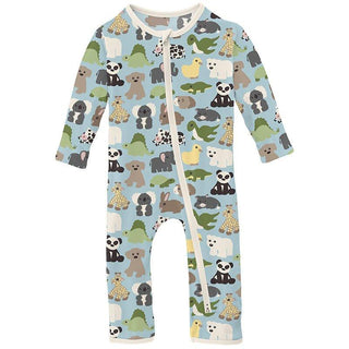 Boy's Print Bamboo Coverall with 2-Way Zipper - Spring Sky Too Many Stuffies Baby & Toddler Sleepwear