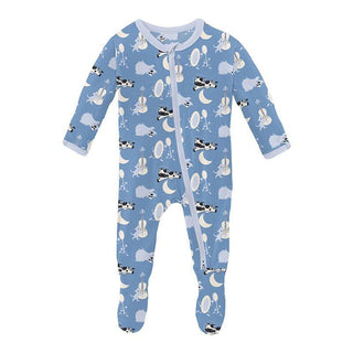 Boy's Print Bamboo Footie with 2-Way Zipper - Dream Blue Hey Diddle Diddle Baby & Toddler Sleepwear
