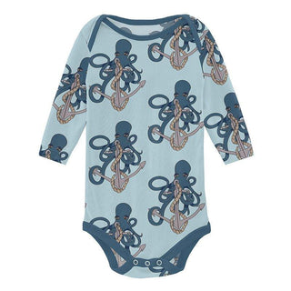 Boy's Print Bamboo Long Sleeve One Piece (Set of 2) - Spring Sky Octopus Anchor & Deep Sea Baby One-Pieces
