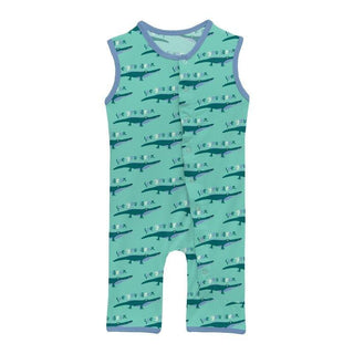 Boy's Print Bamboo Tank Romper - Glass Later Alligator Baby One-Pieces