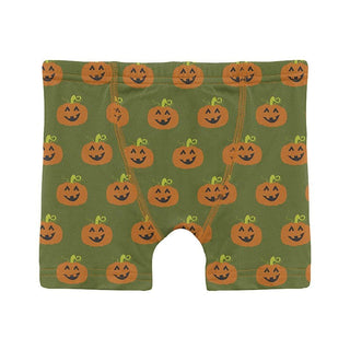 Boy's Print Bamboo Boxer Brief - Moss Jack O'Lantern Toddler Underwear
