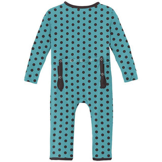 Boy's Print Bamboo Coverall with Zipper - Glacier Polka Dots Baby & Toddler Sleepwear
