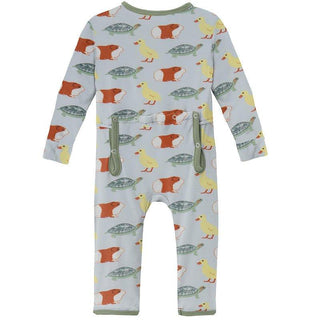 Boy's Print Bamboo Coverall with Zipper - Illusion Blue Class Pets Baby & Toddler Sleepwear