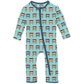 Boy's Print Bamboo Coverall with Zipper - Summer Sky Vintage Vans Baby & Toddler Sleepwear