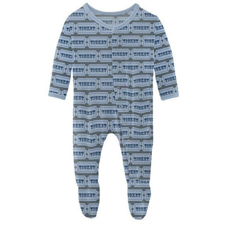 Boy's Print Bamboo Footie with Snaps - Slate Game Tickets Baby & Toddler Sleepwear