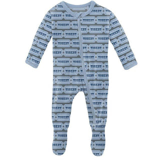 Boy's Print Bamboo Footie with Zipper - Slate Game Tickets Baby & Toddler Sleepwear