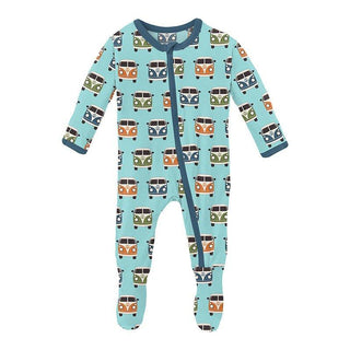 Boy's Print Bamboo Footie with Zipper - Summer Sky Vintage Vans Baby & Toddler Sleepwear