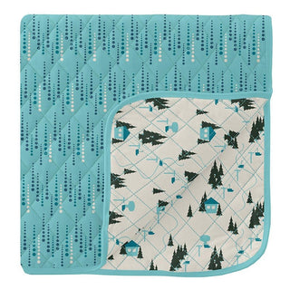 Boy's Print Bamboo Quilted Toddler Blanket, Iceberg Icicles & Natural Chairlift - One Size KicKee Pants Size: One Size